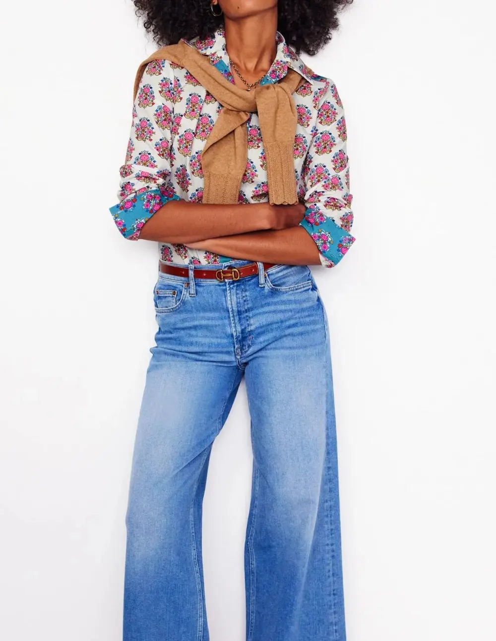 Floral Print Long - Sleeve Blouse