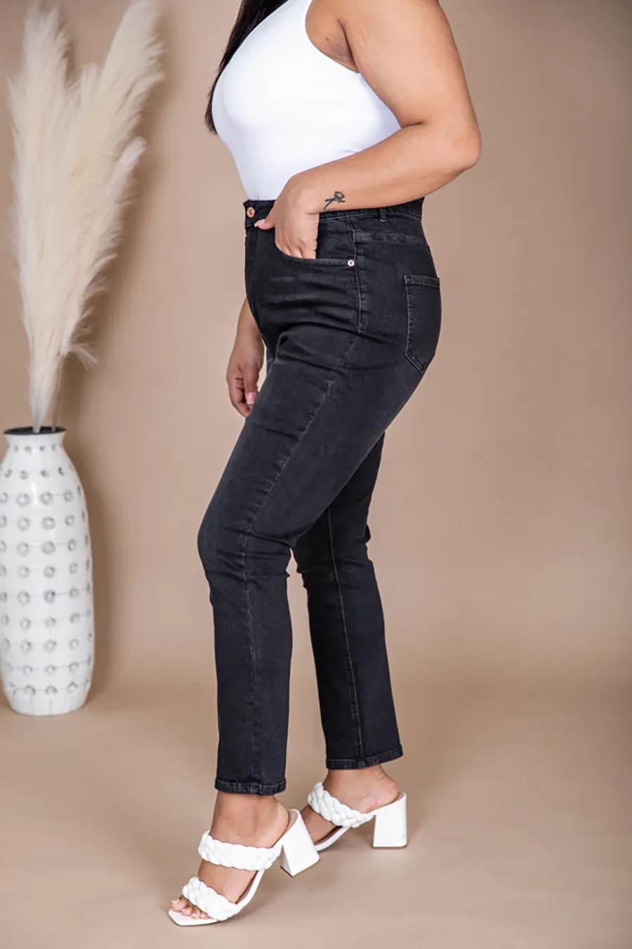 Black Vintage Straight Leg Jeans