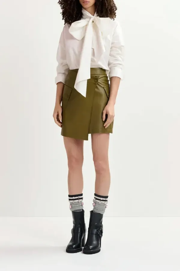 Faux Leather Mini Wrap Skirts