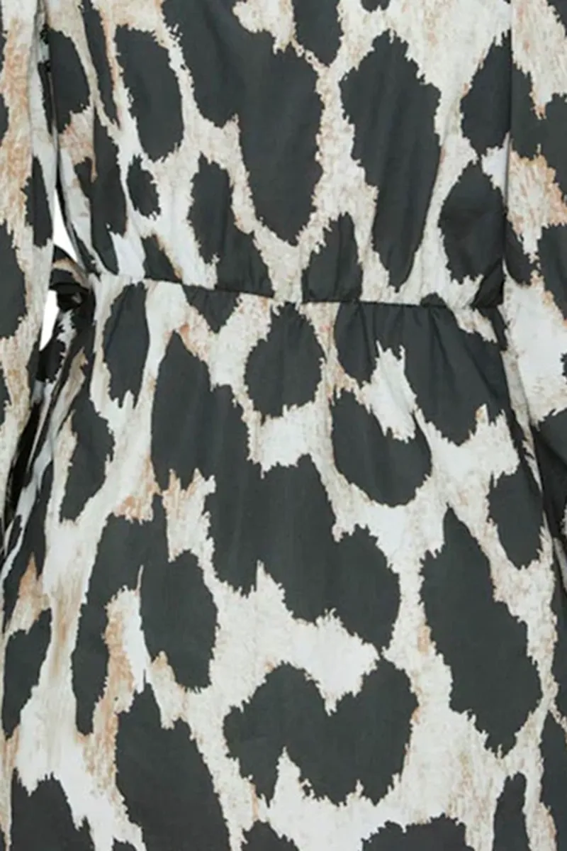 Black Leopard Print Long Sleeve Dresses