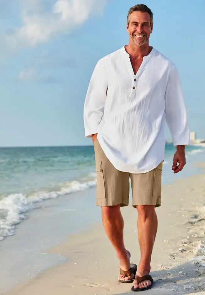 Full Elastic Waist Gauze Cargo Shorts