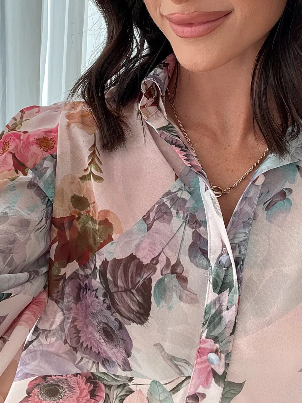 Pink Patchwork Print Fleet Blouse