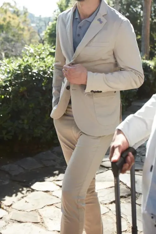 Men's Business Casual Fashion Light Beige Blazer