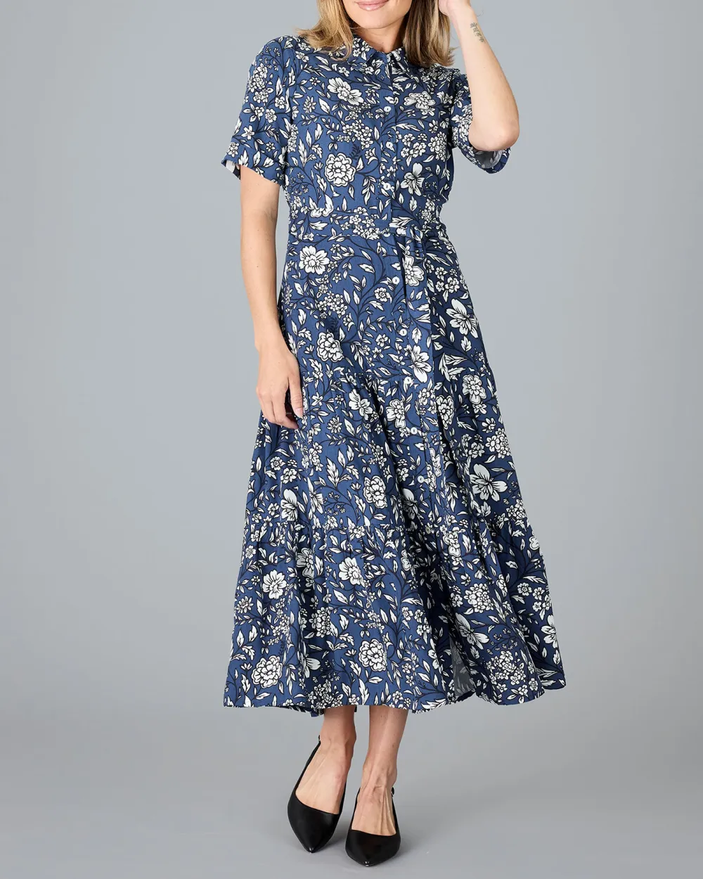 Blue Floral Print Maxi Dress