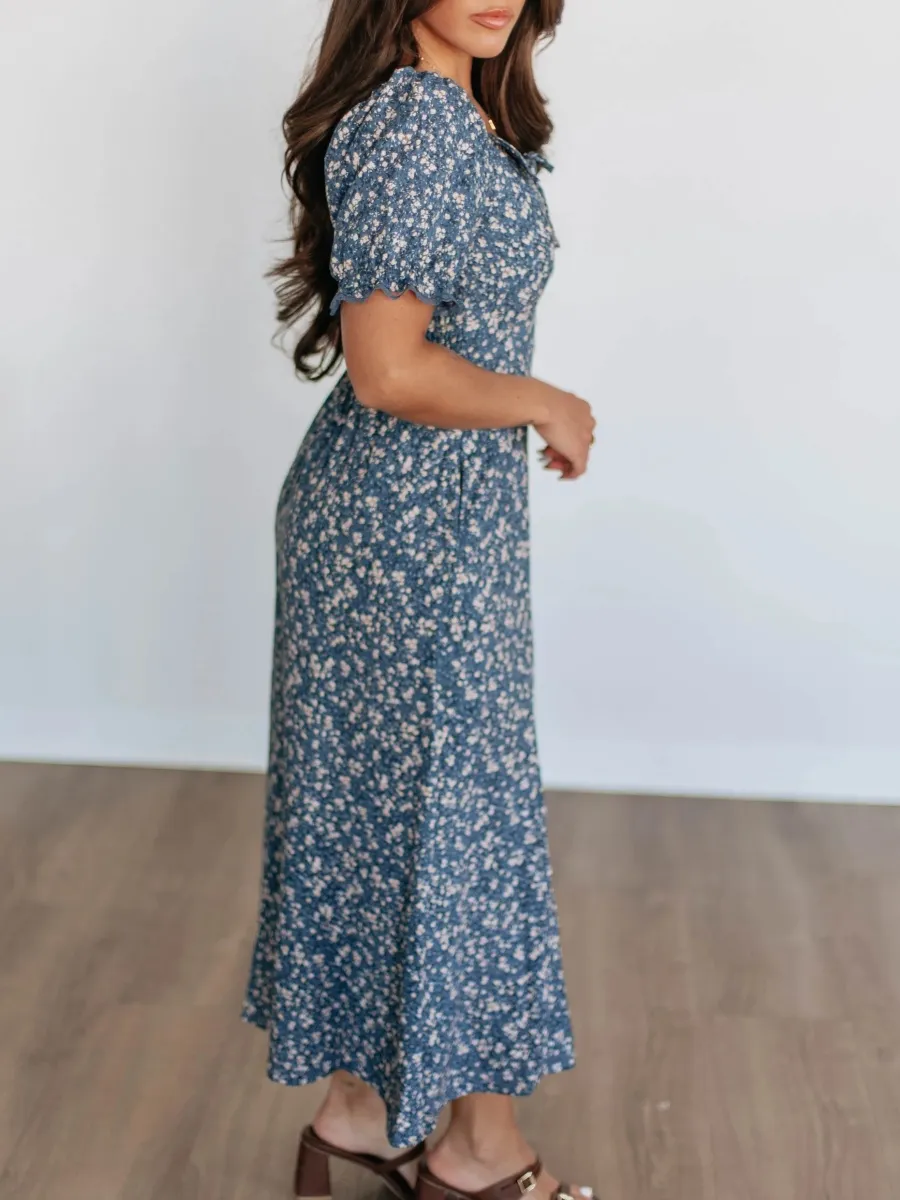 Bubble Sleeve Floral Dress