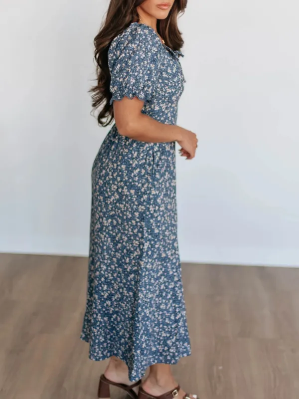 Bubble Sleeve Floral Dress