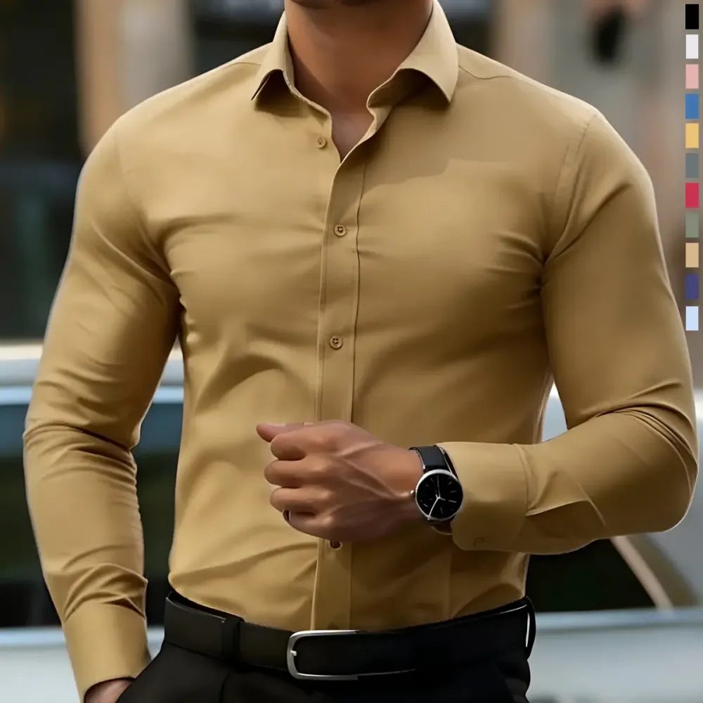 Non-Stretch Men’S Slim-Fit Long-Sleeve Shirt
