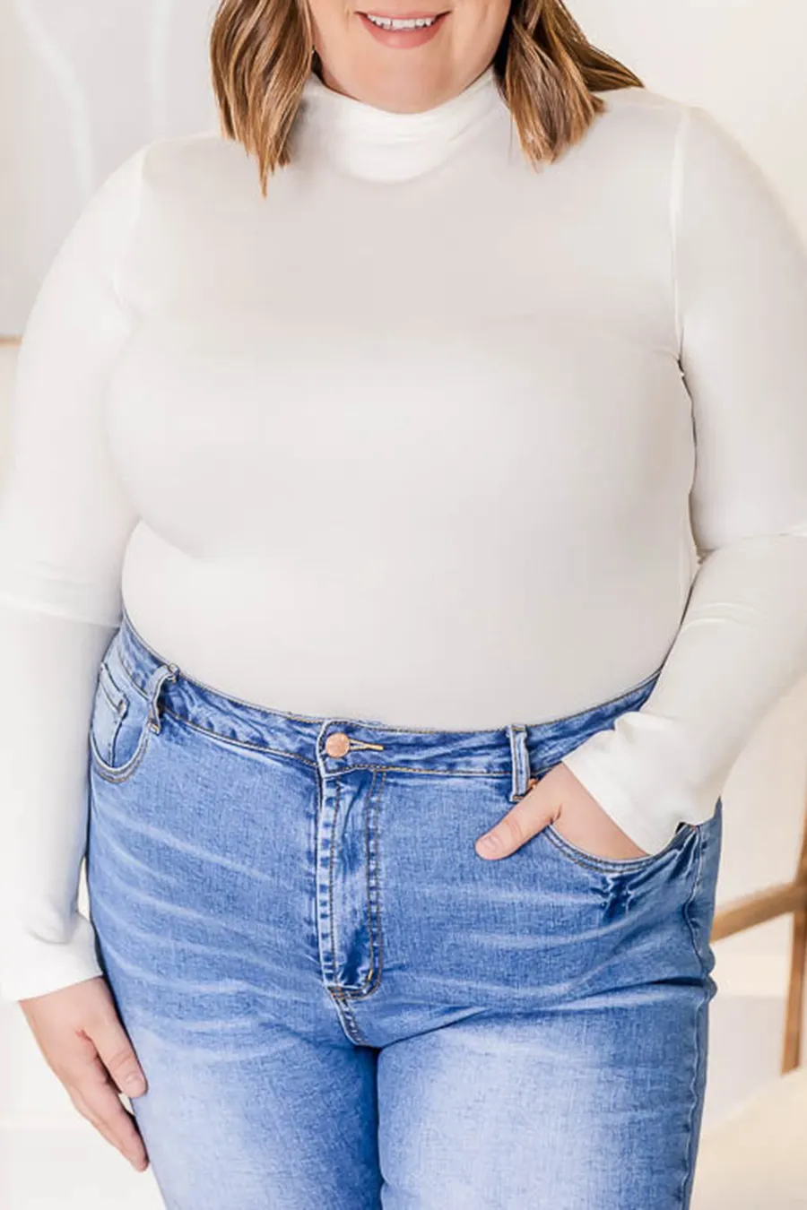 Ivory Mock Neck Bodysuit