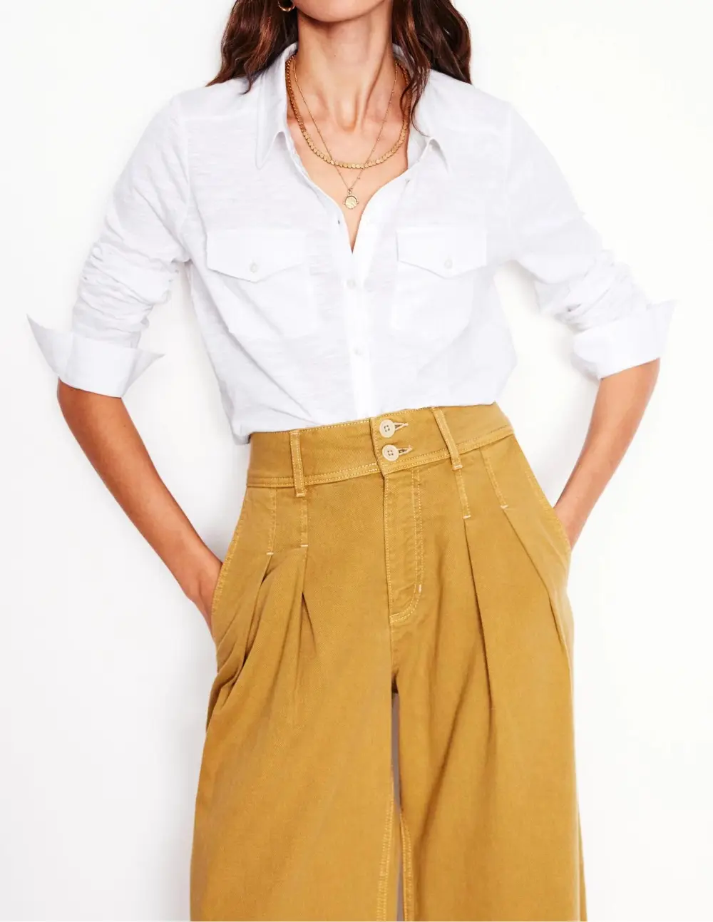 White Cotton Utility - Style Shirt