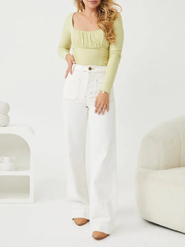 Mint Scoop Neckline Knit Bodysuit