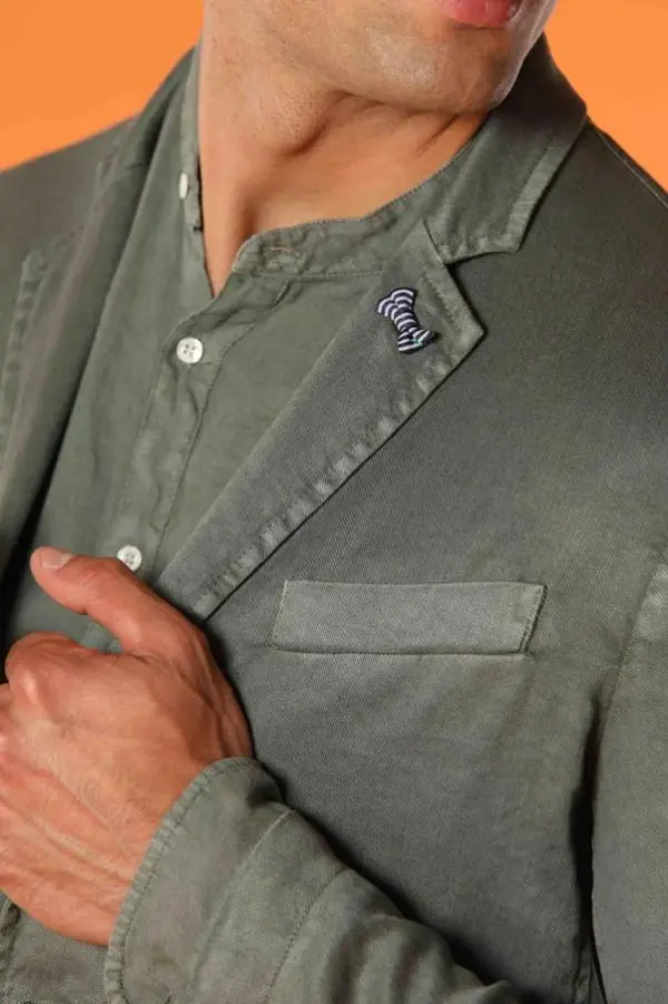 Green Men's Cotton and Linen Twill Suit Jacket