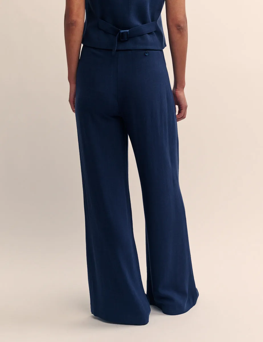 Navy Relaxed Tailored Trousers