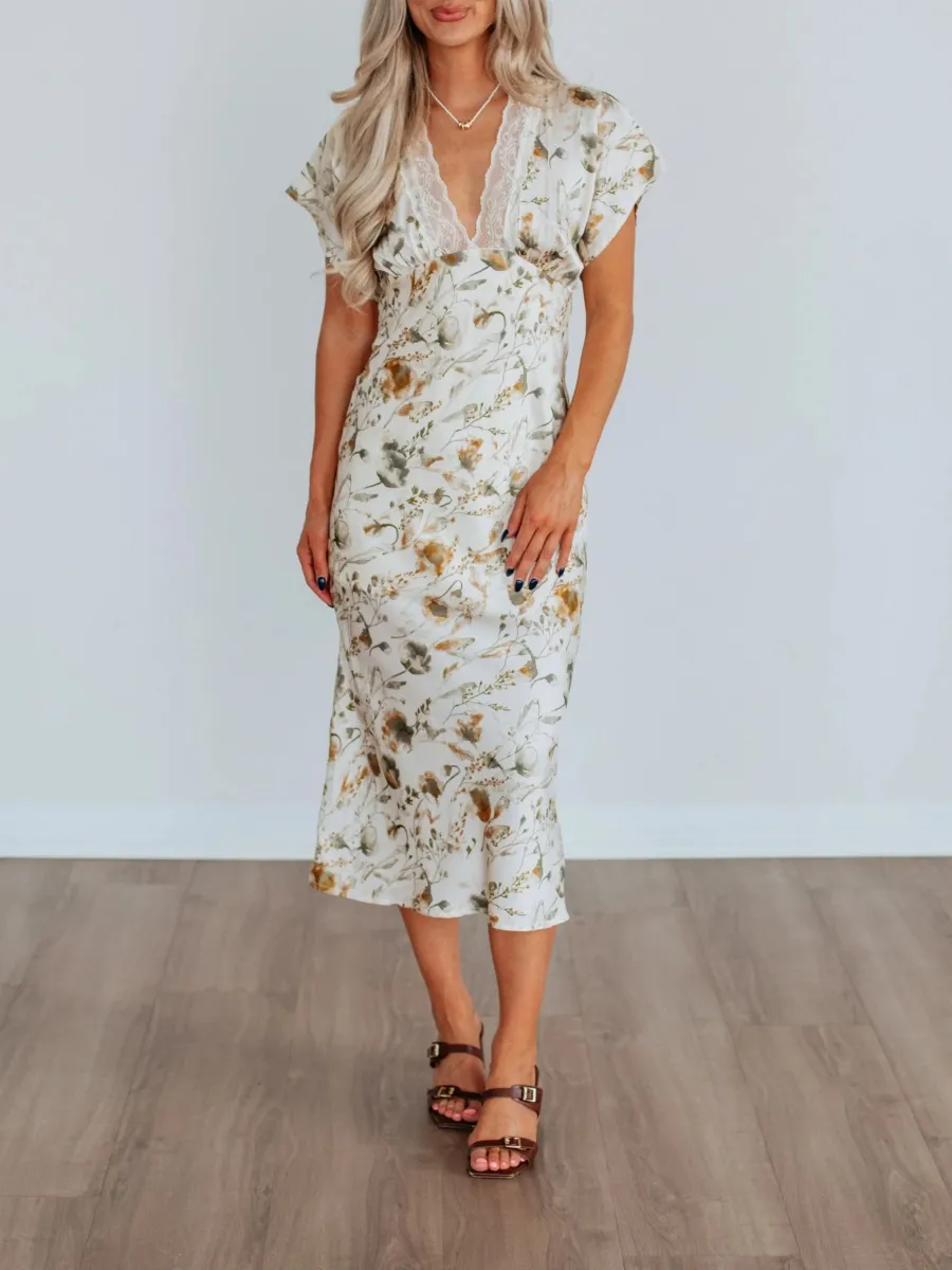 Floral V-Neck Midi Dress