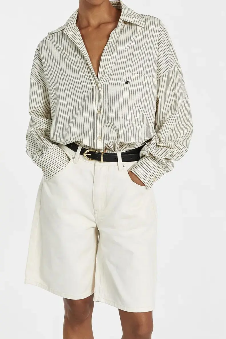 CREAM BERMUDA DENIM SHORT