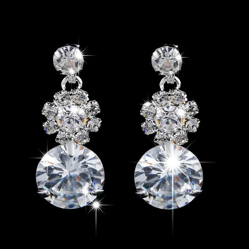 Full Diamond Sunflower Shiny Zircon Necklace and Earrings Set