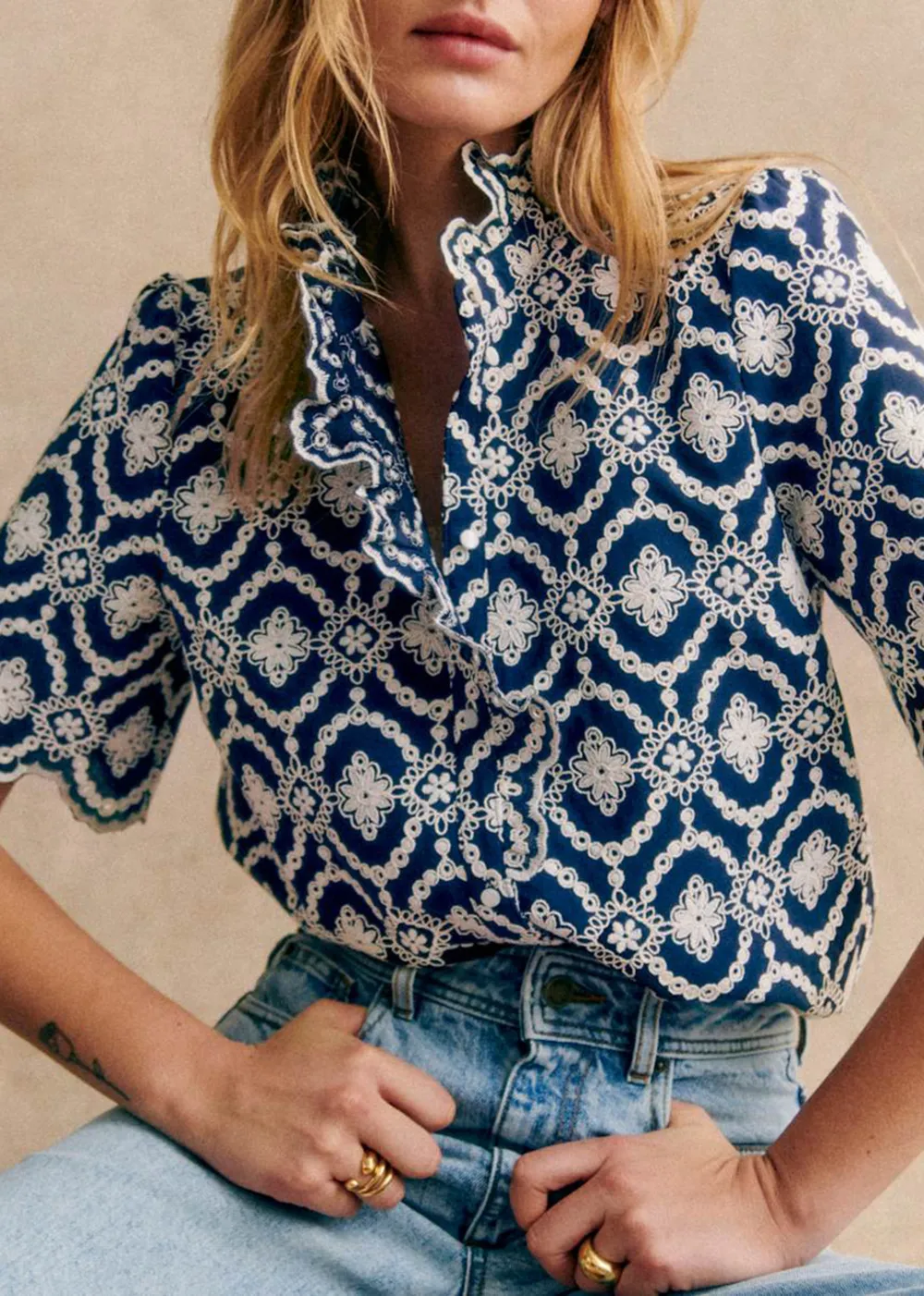 Embroidered Short Sleeved Shirt