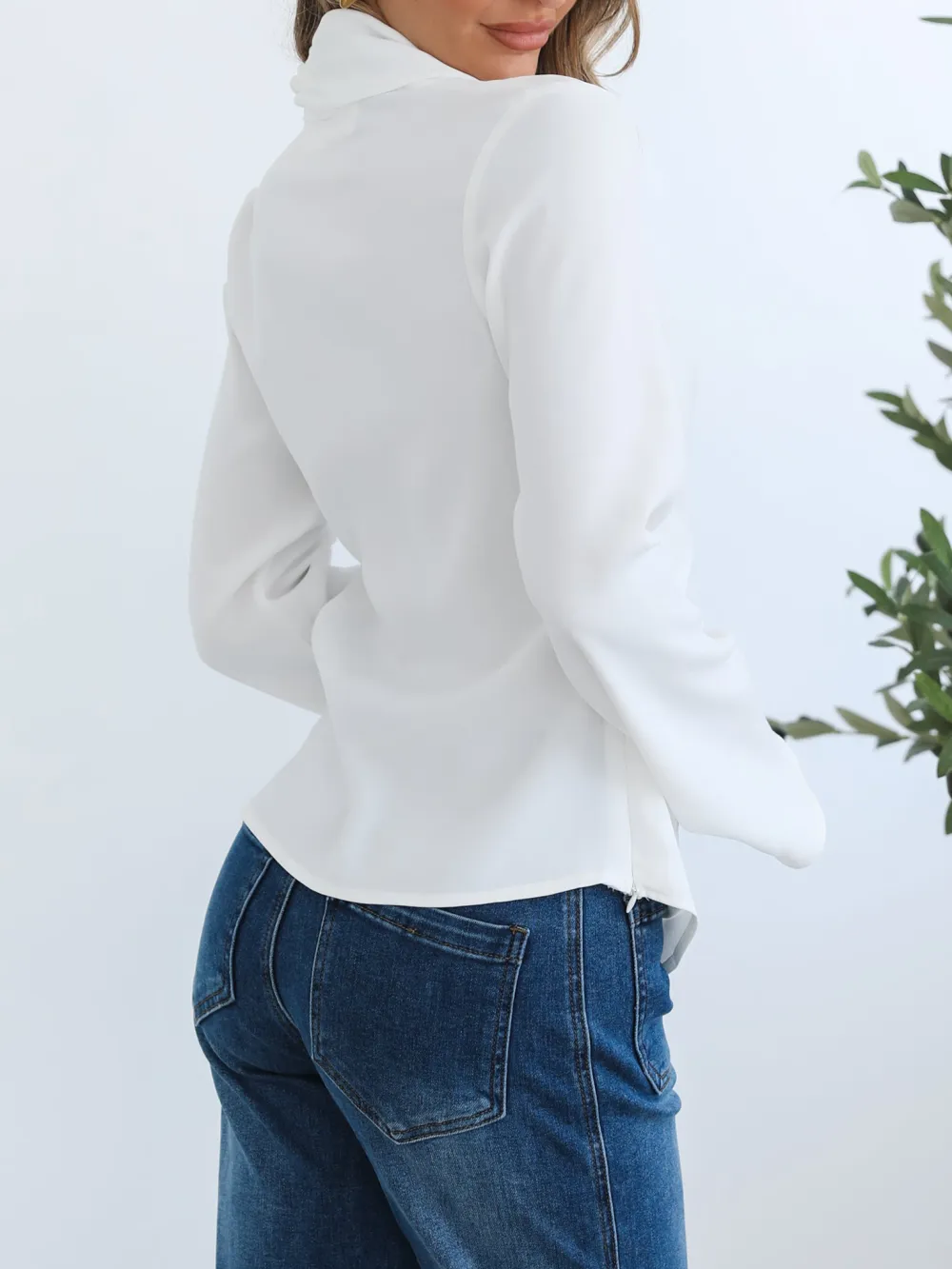 Casual Style Long sleeves White Top