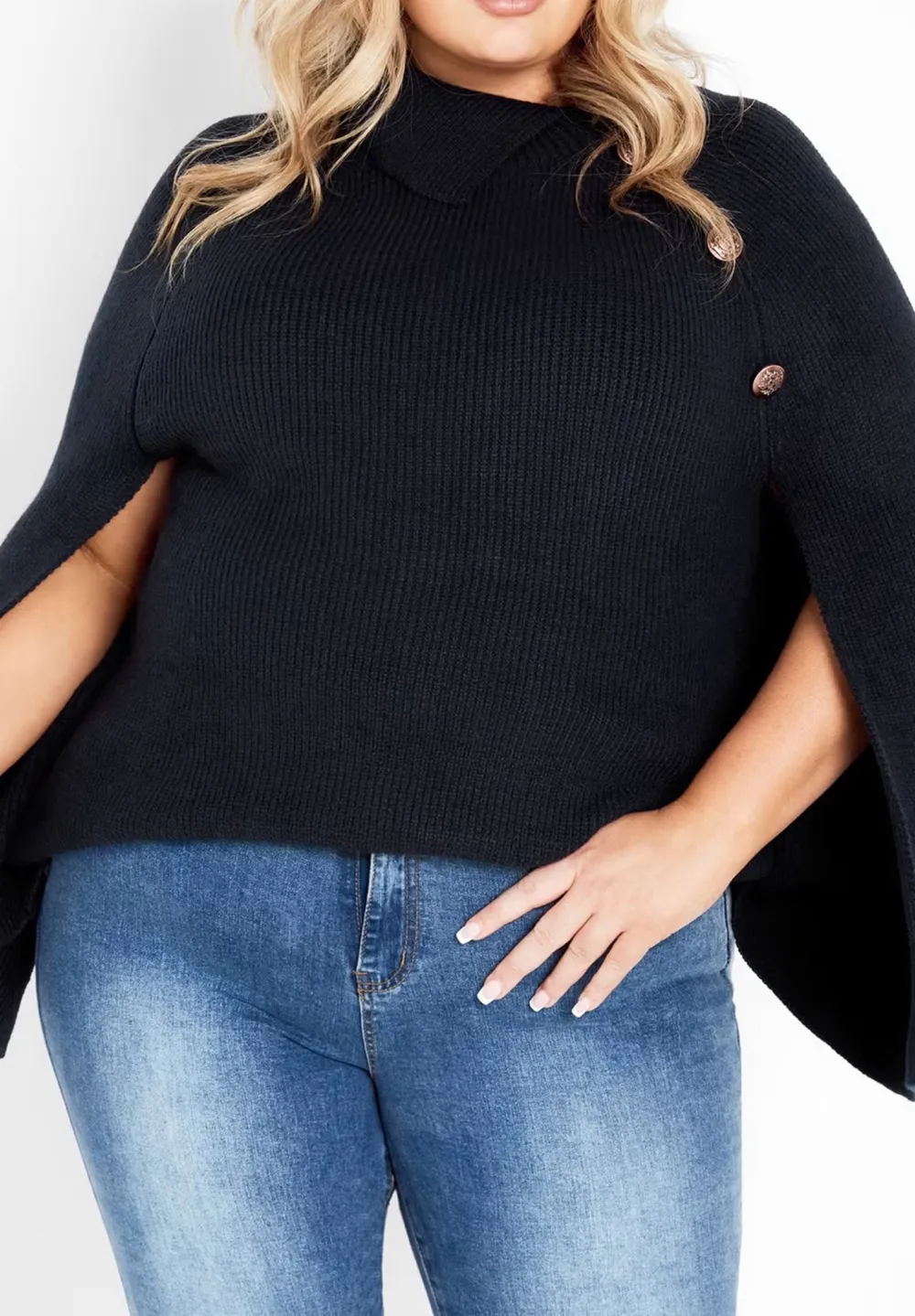 Asymmetric Button Sweater With Lapel