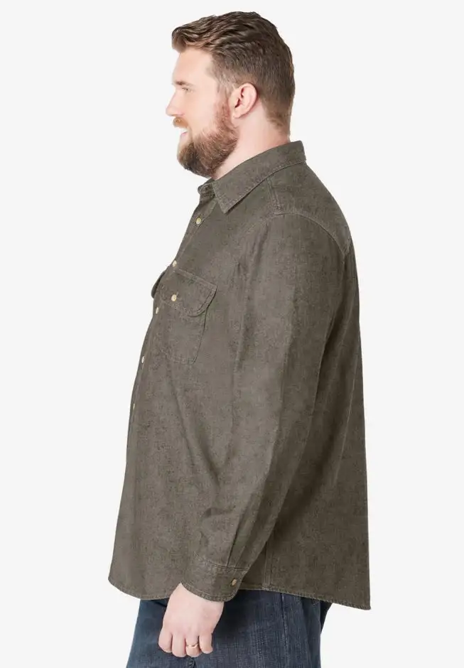Long Sleeve Denim and Twill Shirt