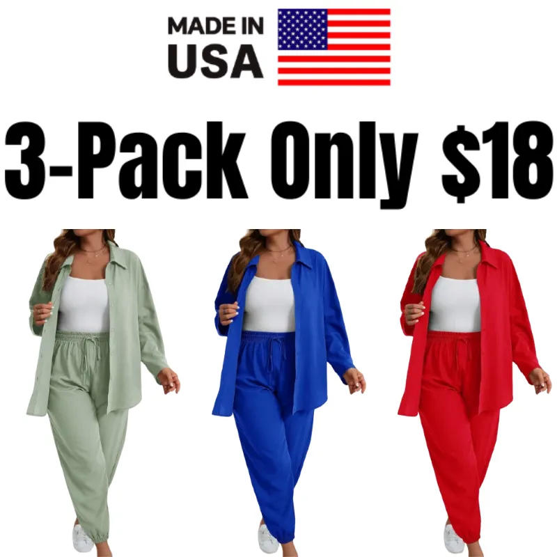 Women's Plus Size Fall-Winter Brown Drawstring Pants Suit