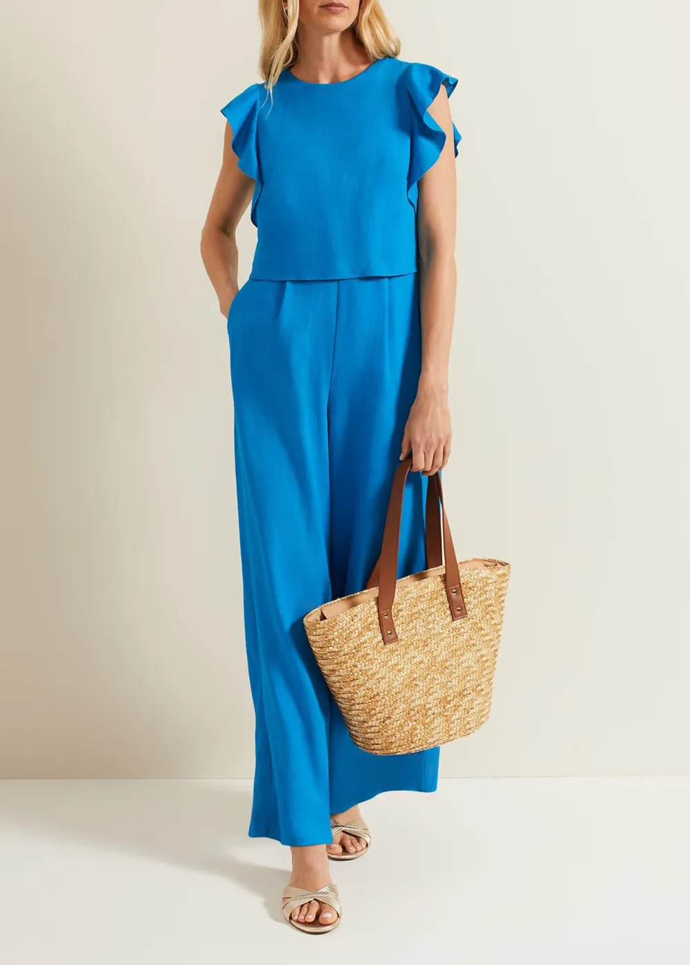 Loose Linen Solid Color Commuter Style Women's Jumpsuit