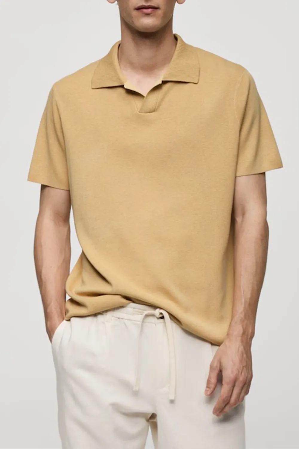 V-Neck Polo Collar Shirt