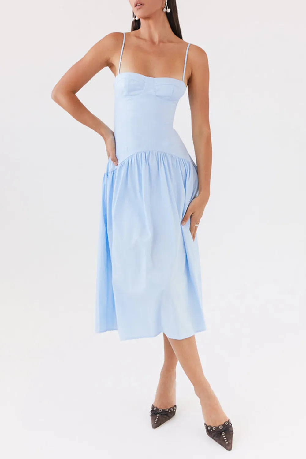 Yvette Corset Midi Dress - Pink