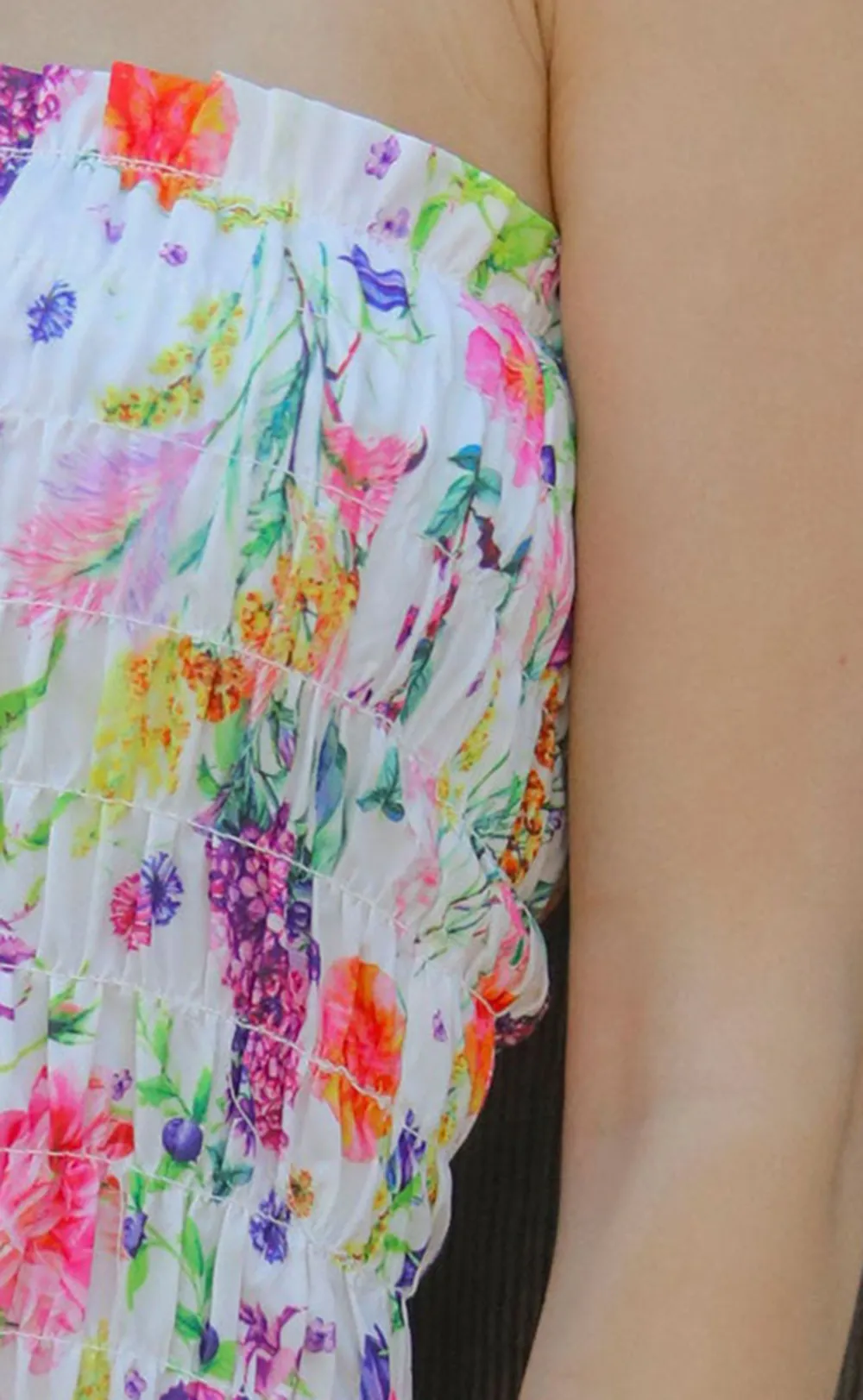 Strapless Multicolor Floral Mini Dress