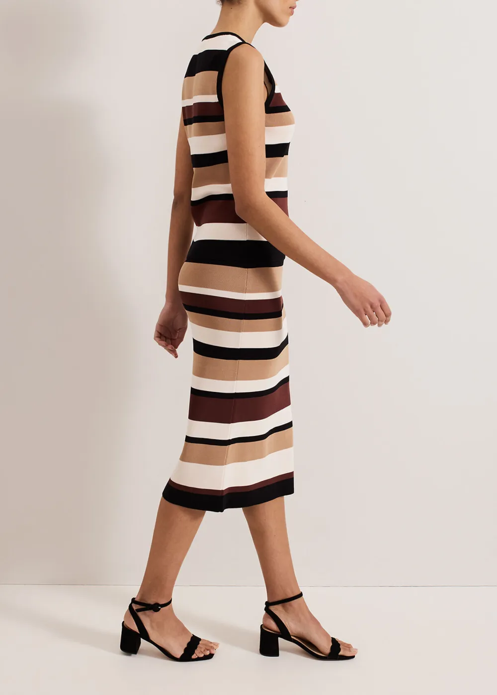 Striped Print Fitted Half Skirt