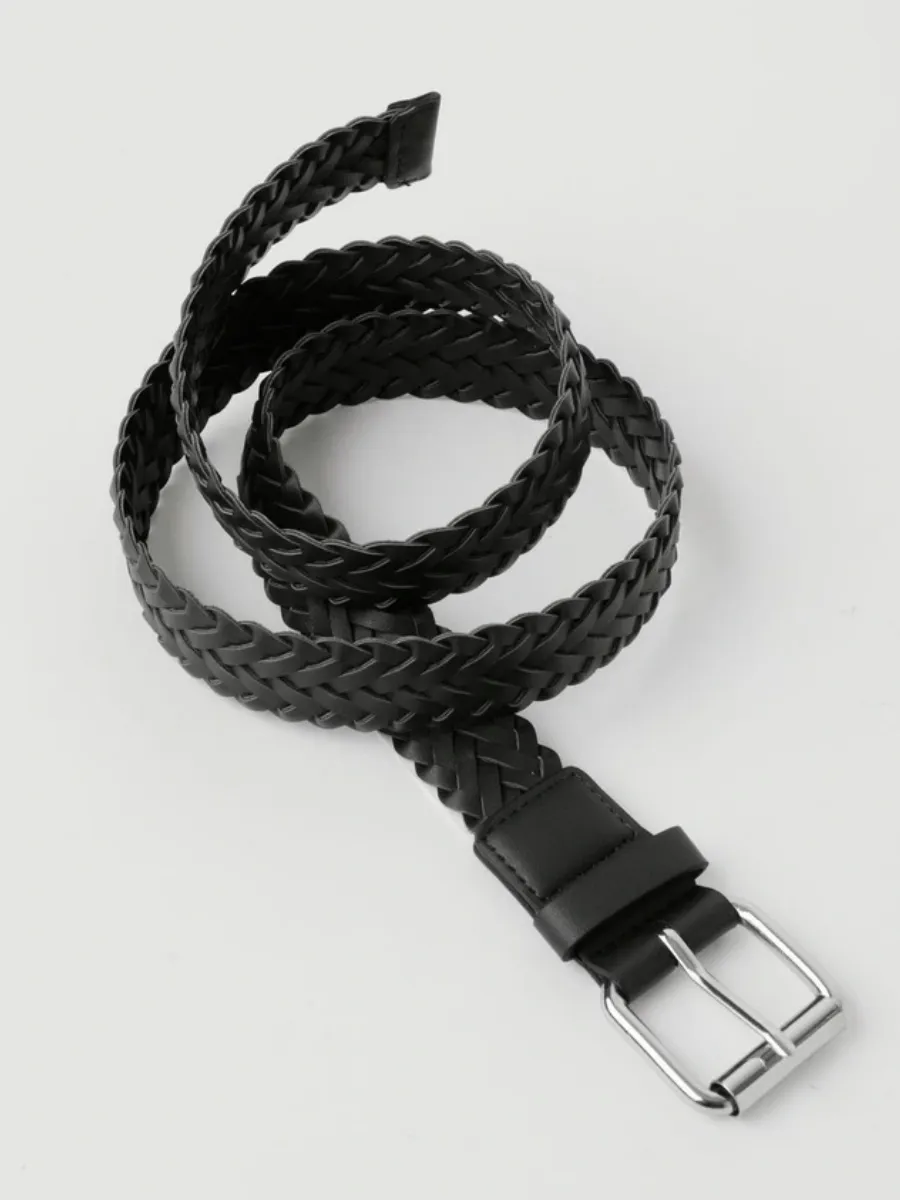 Sleek Black Woven Belt