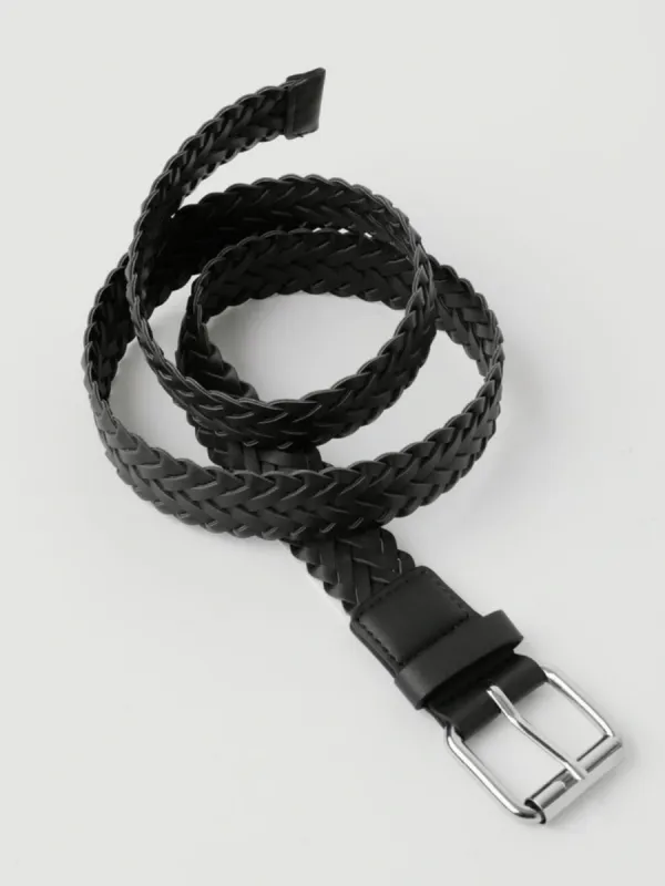 Sleek Black Woven Belt