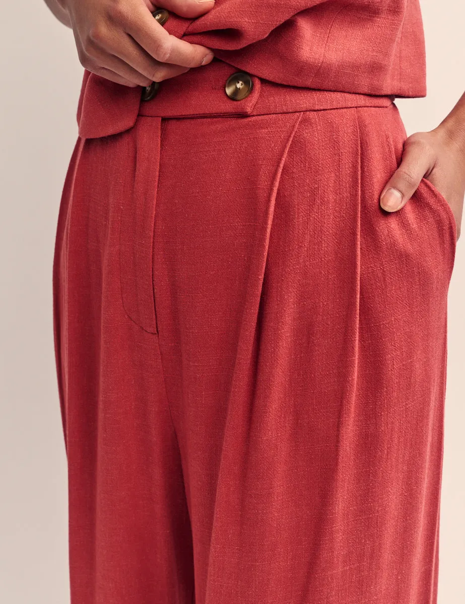 Red Relaxed Tailored Trousers