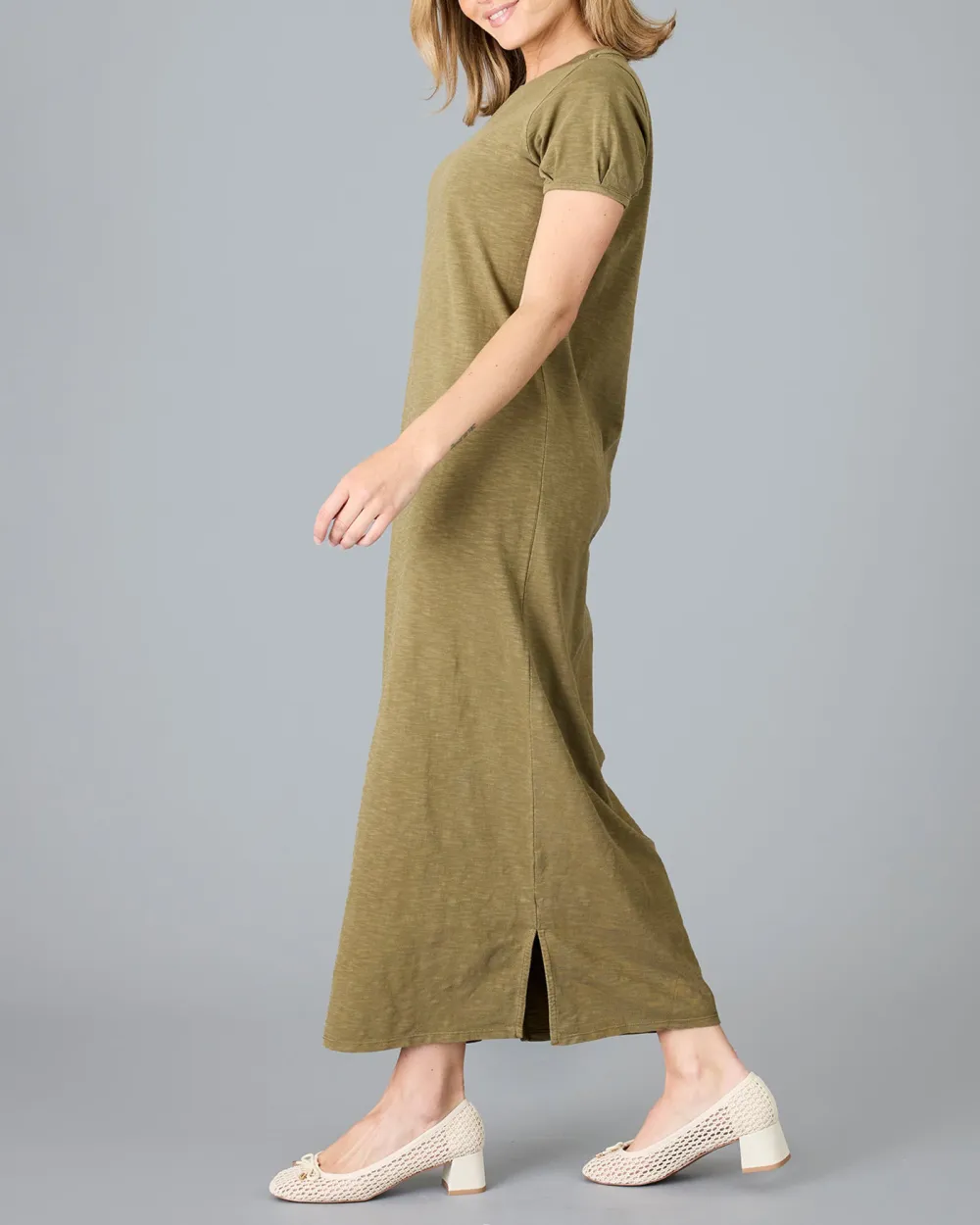 Burnt Olive Short Sleeve Maxi Dress