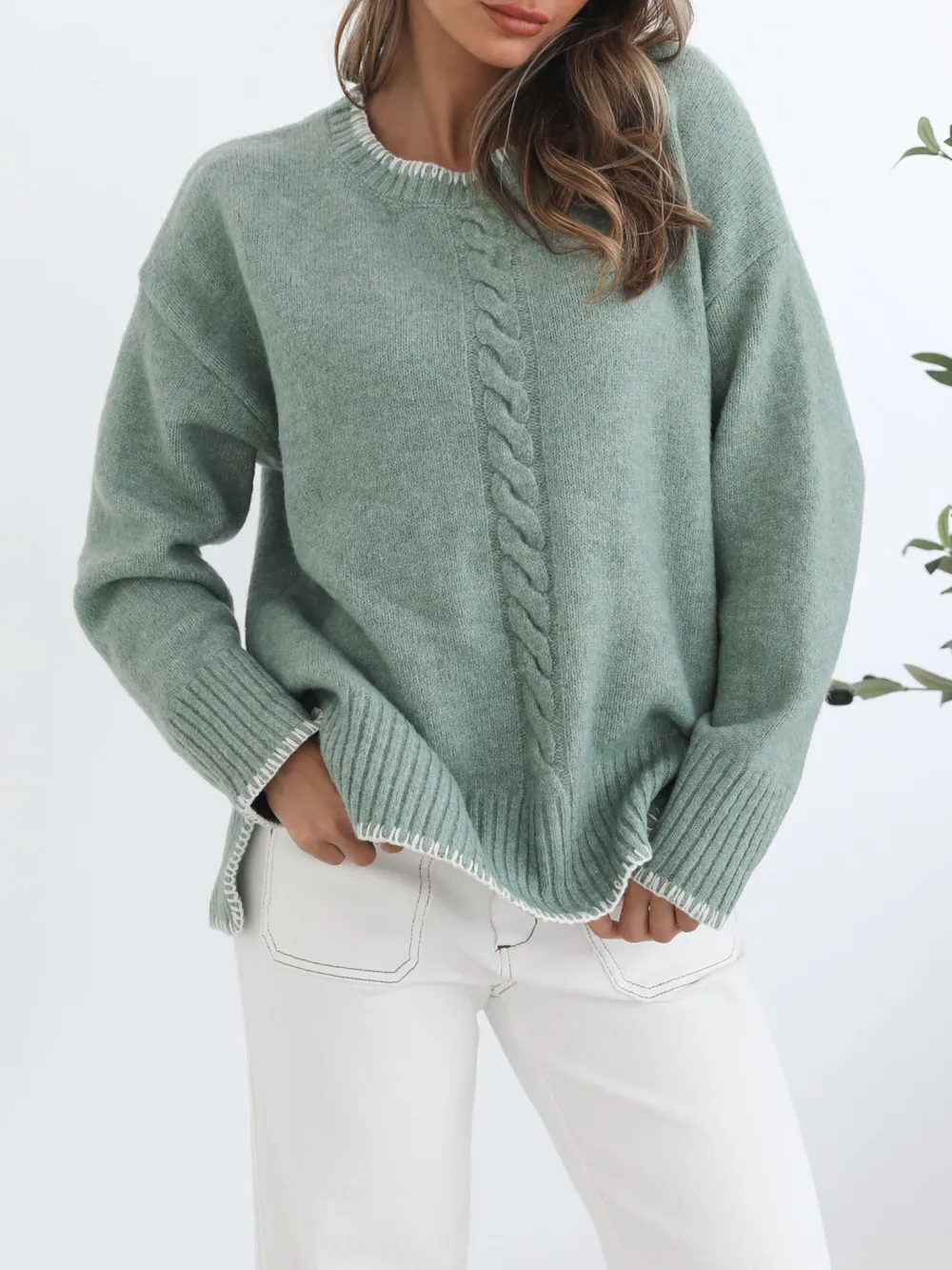 Casual Style Crew Neck Knits