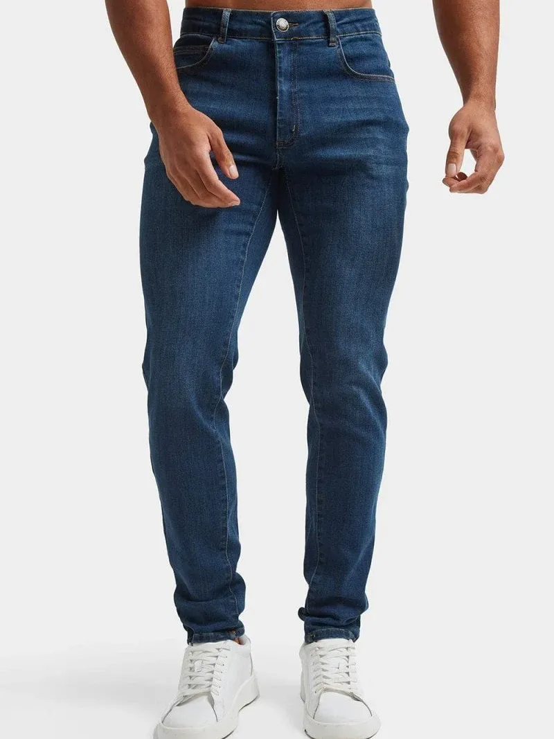 Dark Blue  Casual Daily Athletic Jeans