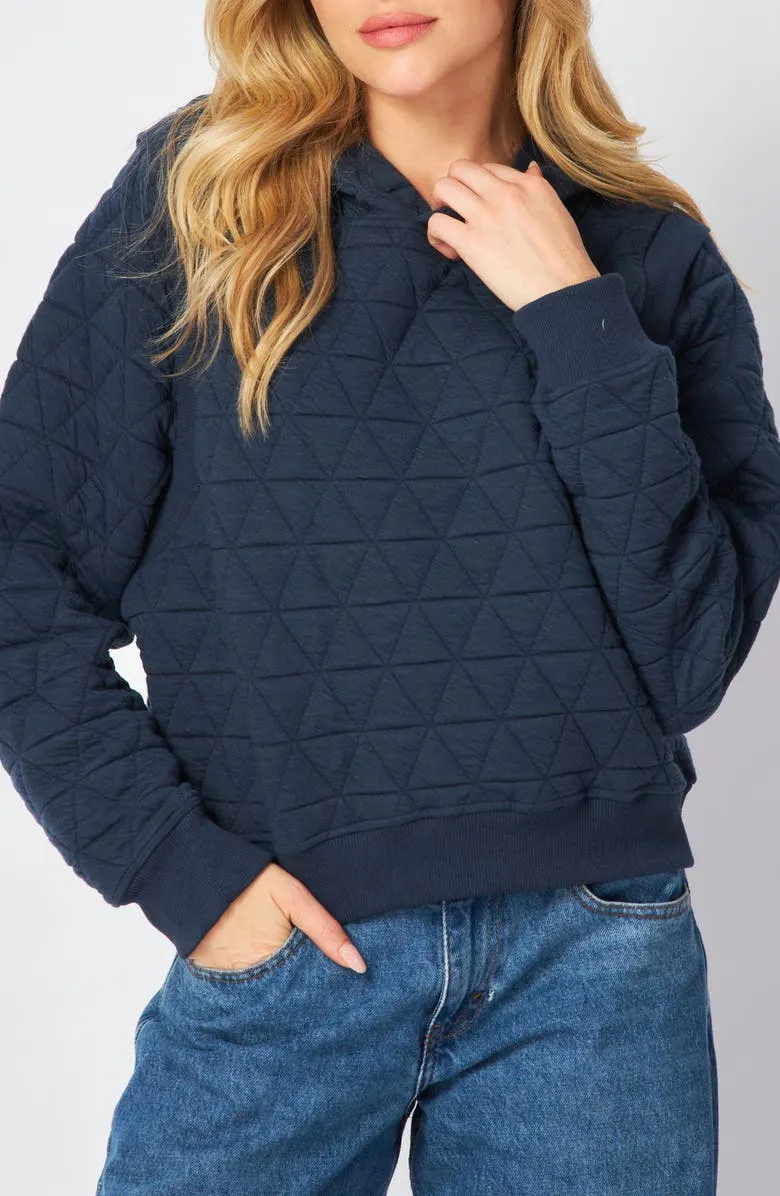Navy Quilted Hoodie