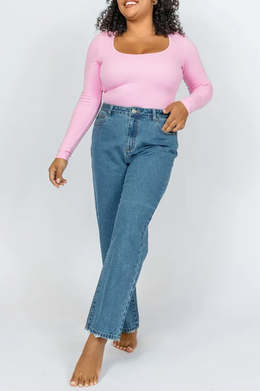 Medium Wash Straight Leg Mom Jeans