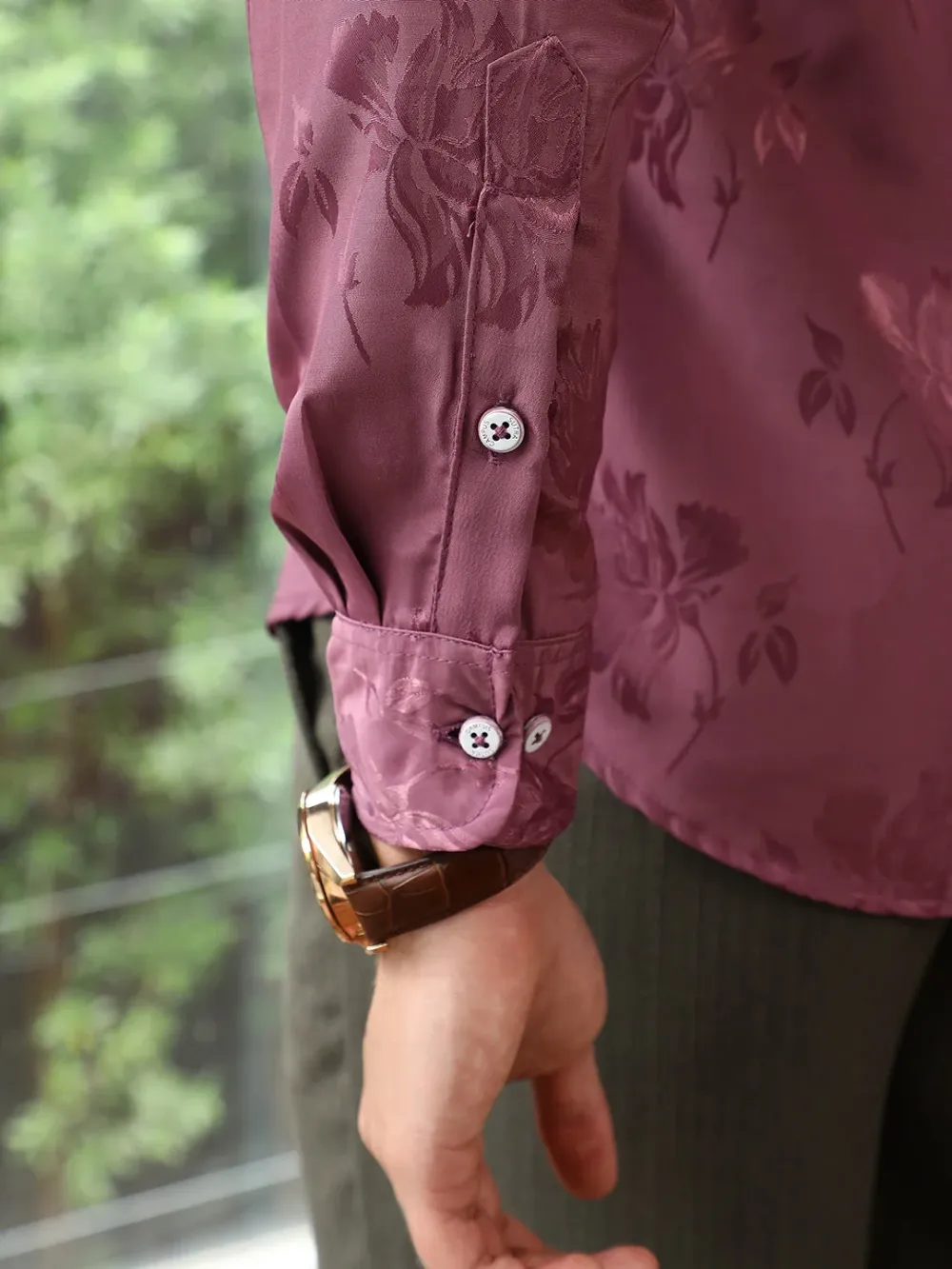 Pink Floral Long Sleeve Button Up Shirt