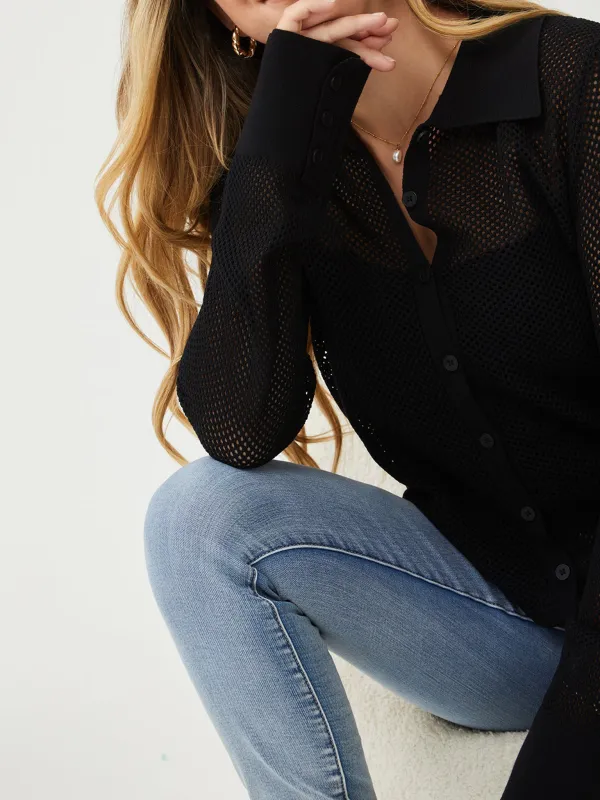 Black V Neck Knit Shirt
