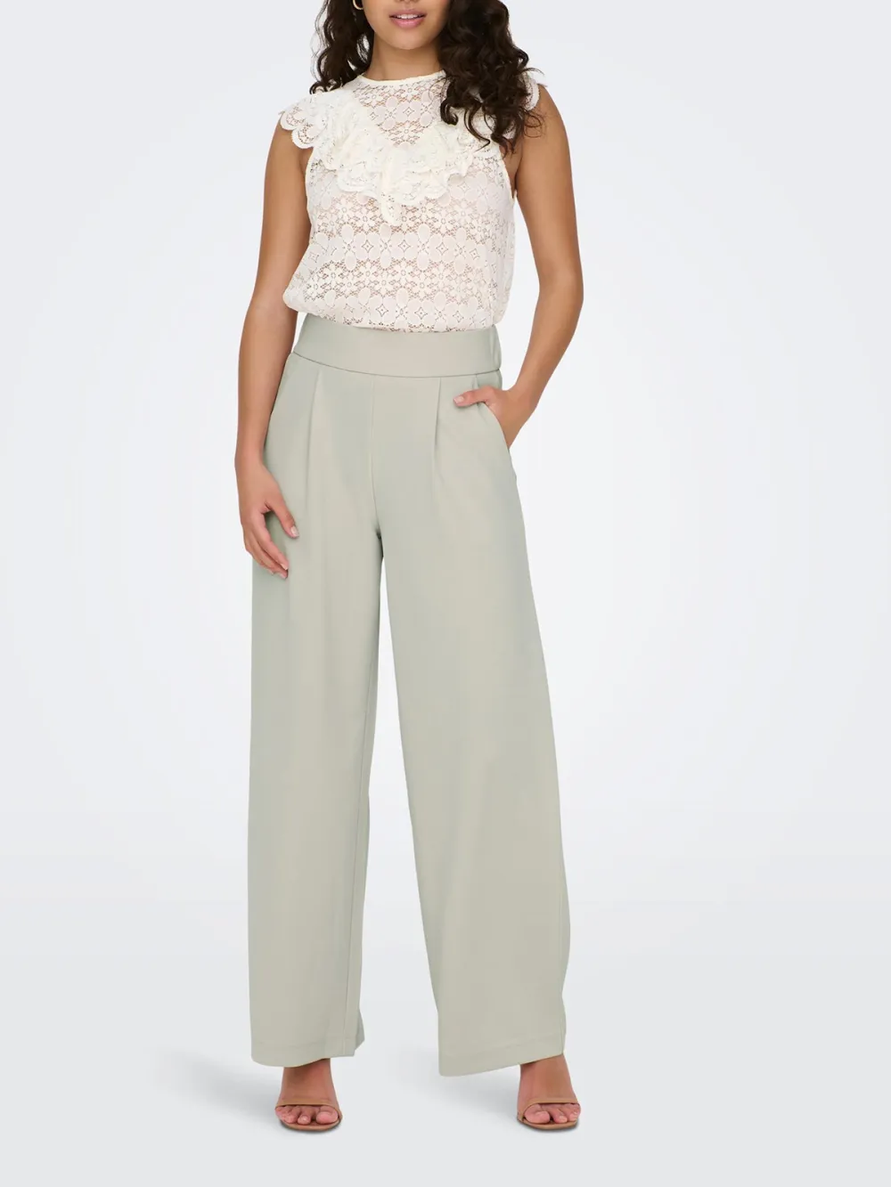 Casual Style Wide Leg Pleat-Front Pants