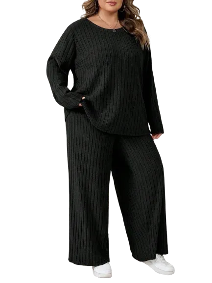 Plus Size Women's Casual Two-Piece T-Shirt & Pants Set