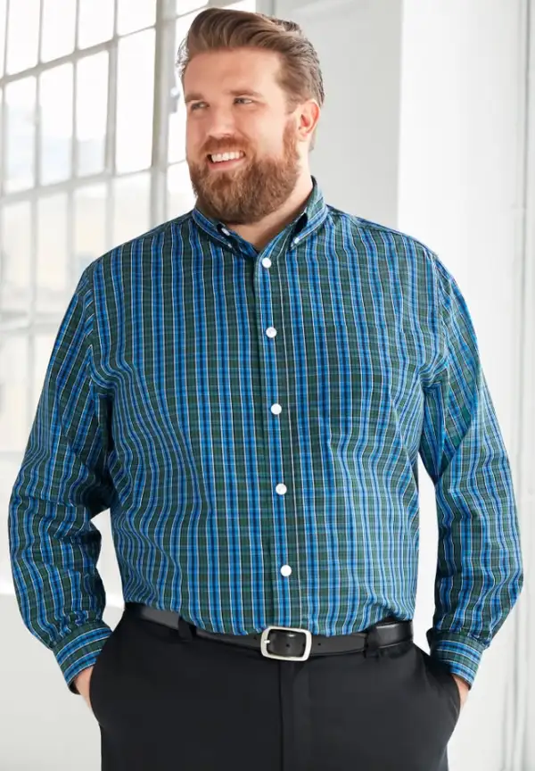 Long Sleeve Wrinkle-Free Plaid Shirt