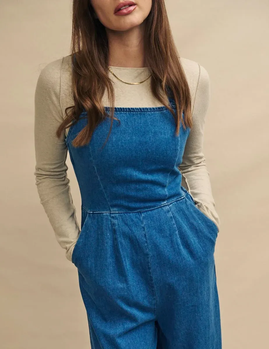 Denim Square Neck Jumpsuit