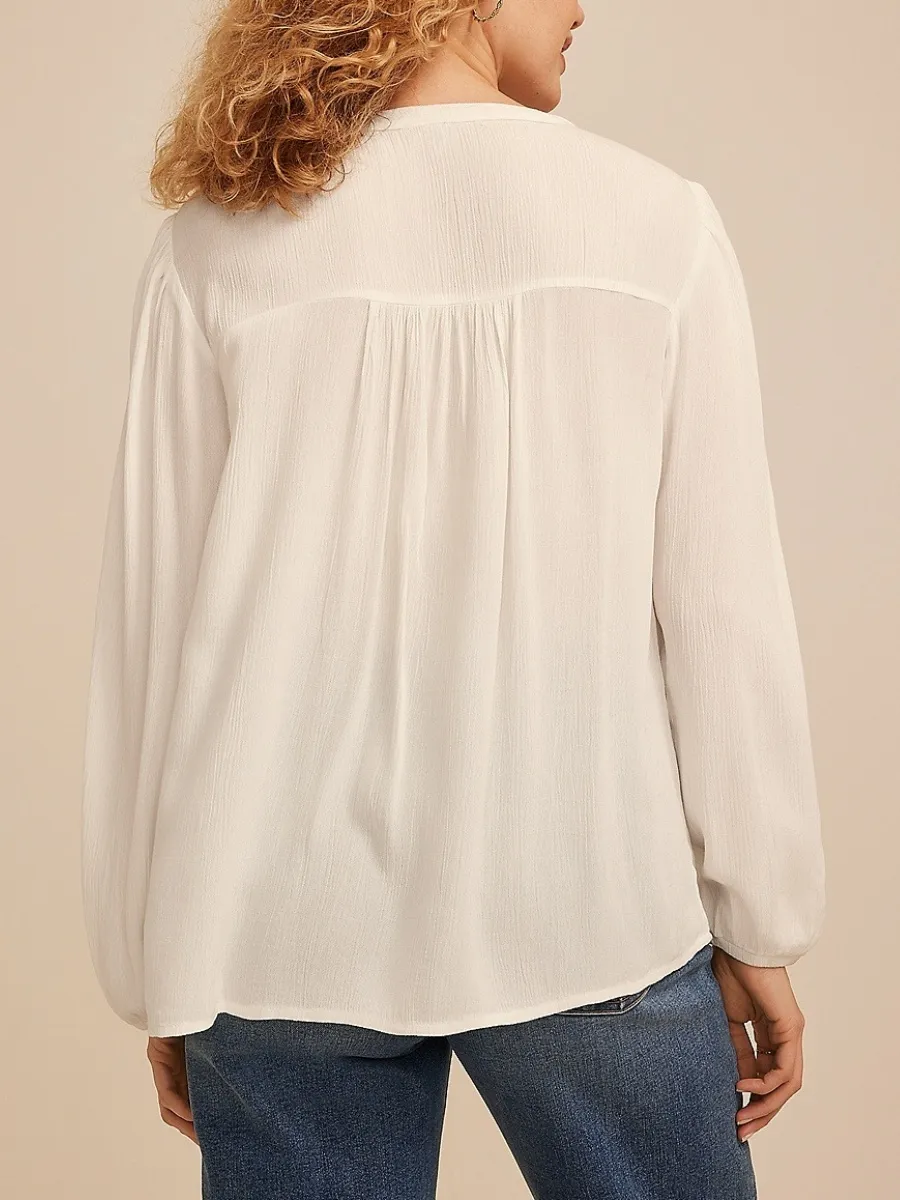 Puff Sleeve Embroidered Blouse