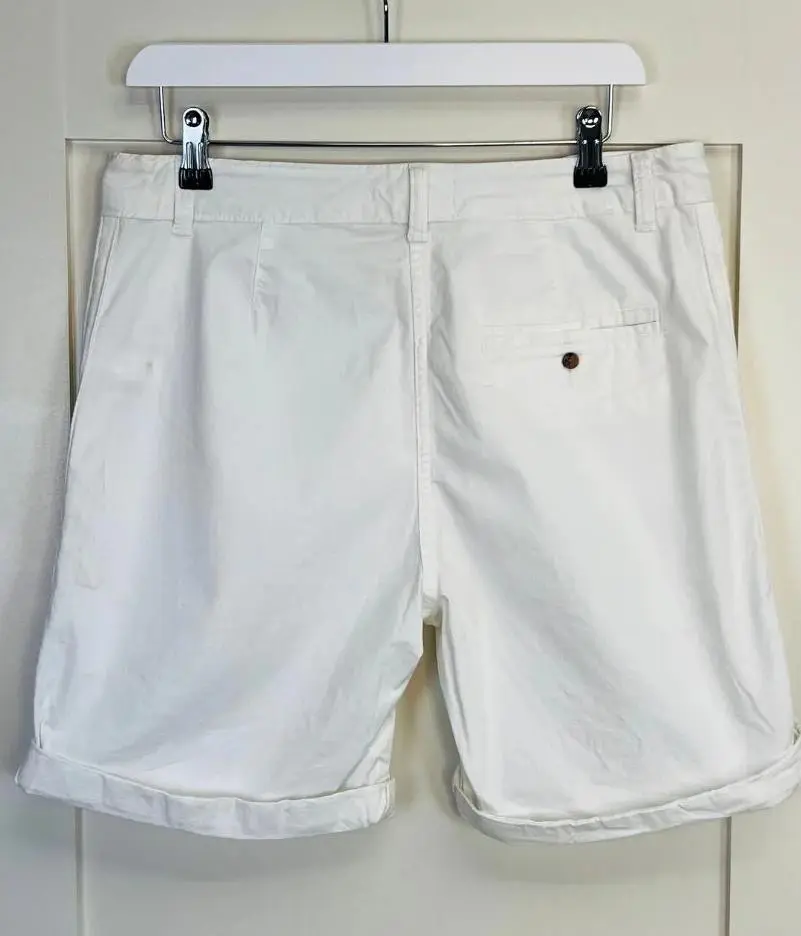 White High Waisted Chino Shorts