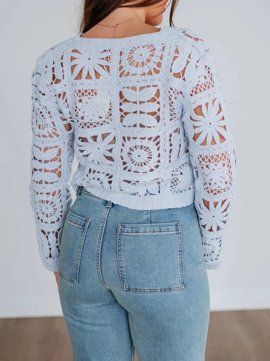 Cropped Lace Knit Cardigan