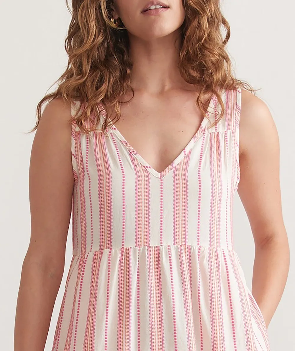 Pink Striped Tiered Maxi Dress
