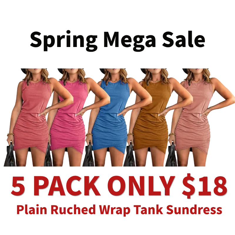 Women's Plain Ruched Wrap Tank Sundress