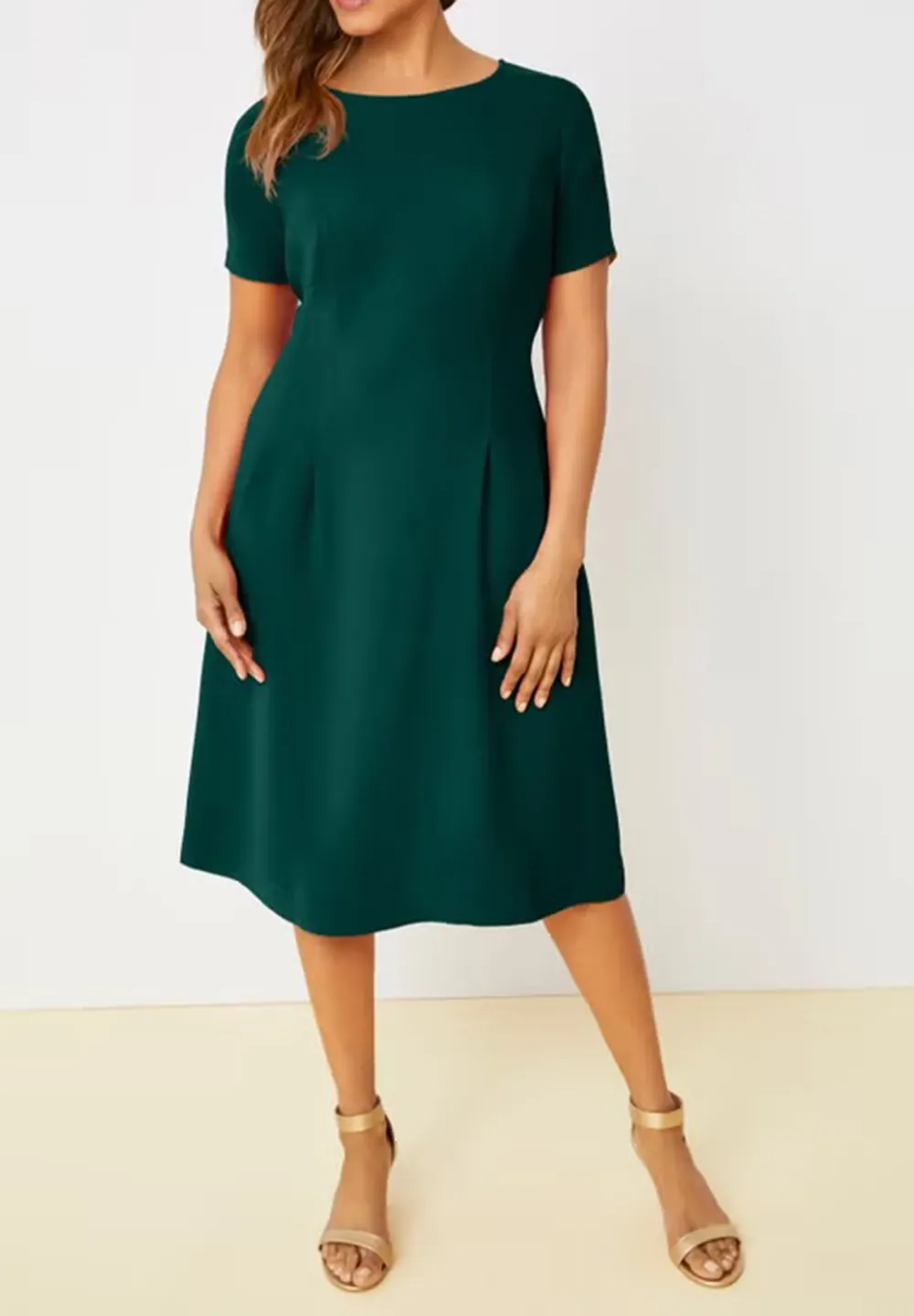 Solid Color Waist Cinching Dress