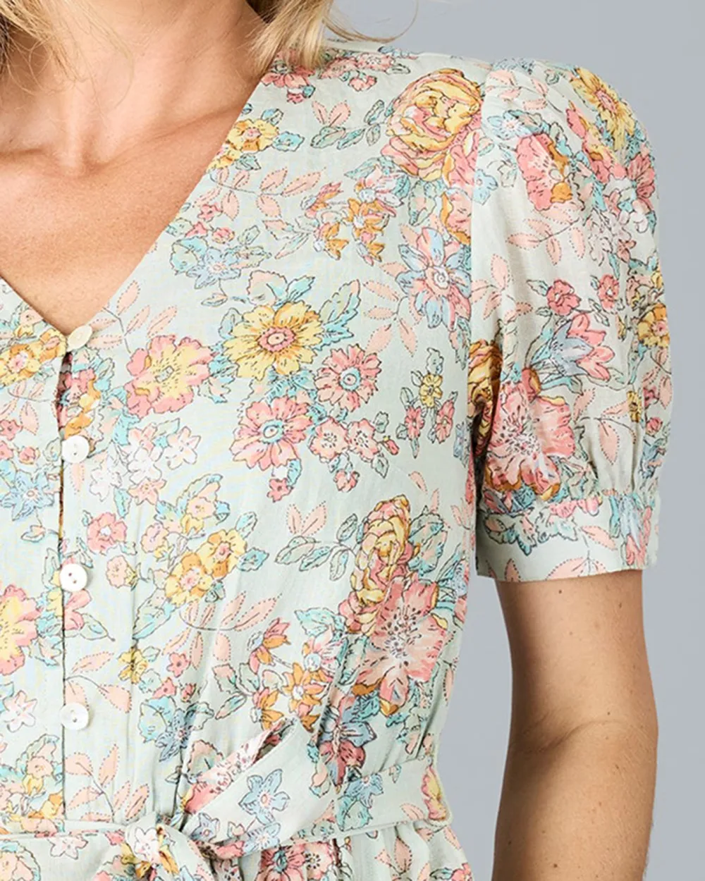 Pastel Floral Belted Dress